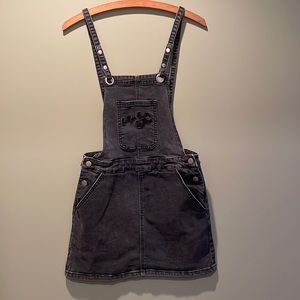 Forever 21 Denim Overall Sleeveless Dress Adjustable Stap With Pockets